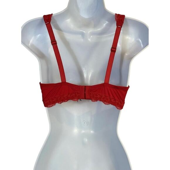 Aerie Happy Lace Trim Bra, Red, 36D - Picture 3 of 5